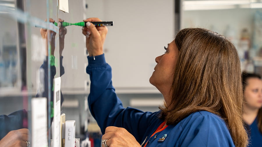 VCA New Hartford associate writing on a white board