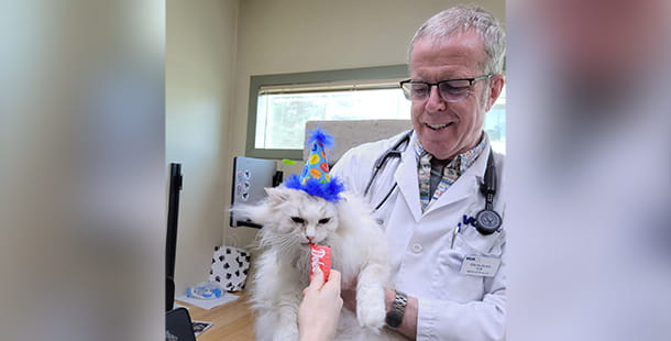 Dr. Jones holding a cat